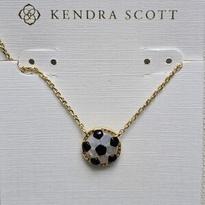 Kendra Scott Gold Soccer Pendant Necklace In Ivory Mother Of Pearl